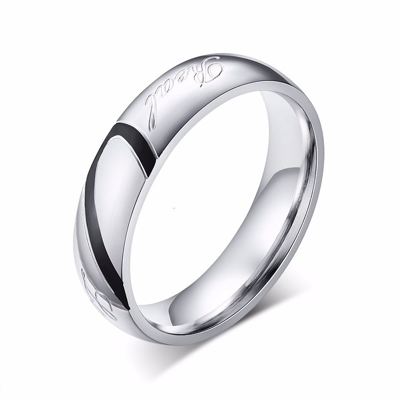 Vnox Her King His Queen Couple Wedding Band Ring Stainless Steel Stone Anniversary Promise Ring for Women Men