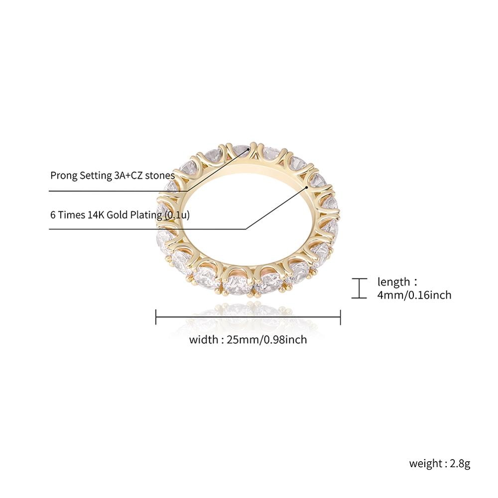 TOPGRILLZ New Round Zircon Rings Gold Color High Quality Copper Iced Out Rings Hip Hop Fashion Personality Jewelry Gift
