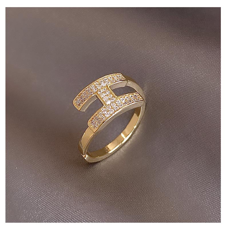 New Fashion Jewelry Exquisite 14K Real Gold Plated AAA Zircon Ring Elegant Women Opening Adjustable Wedding Gift