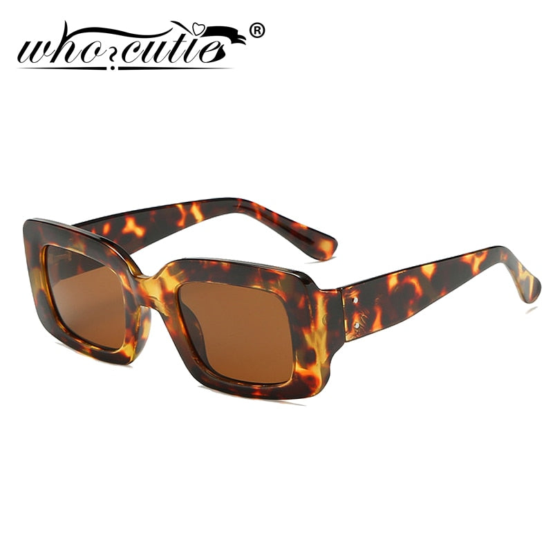Vintage Leopard Sunglasses Women Men Brand Design Square Thick Frame Tortoise Shell Oversized Retro Sun Glasses Shades