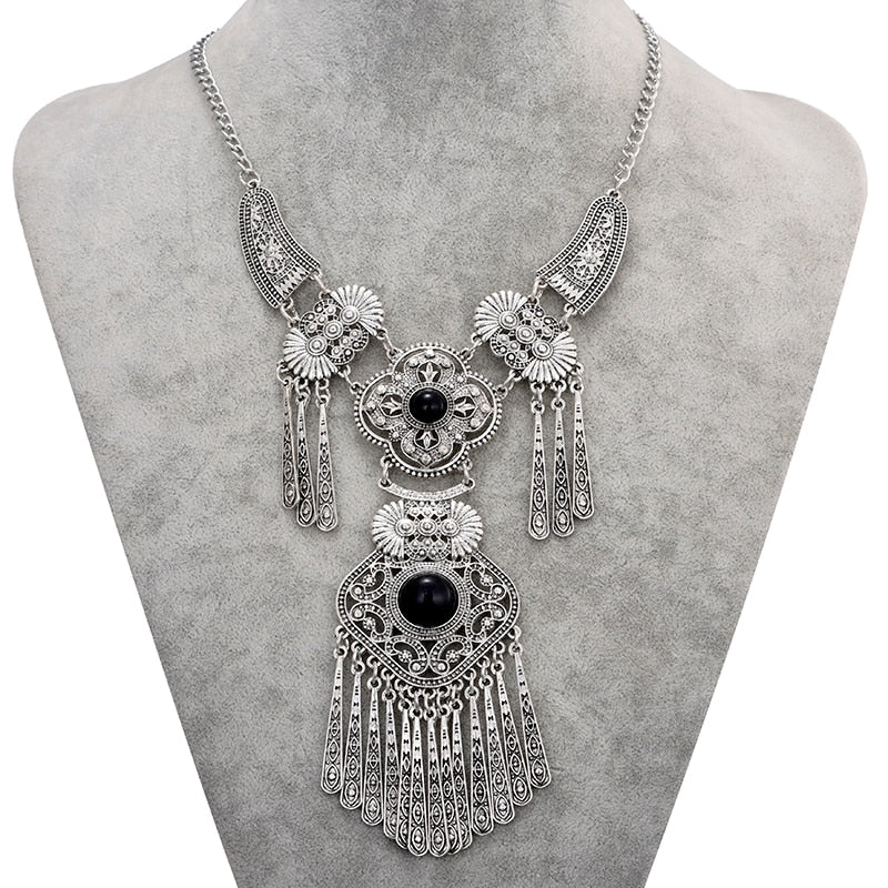 LOVBEAFAS Fashion Bohemian Choker Collar Necklace Vintage Tassel Statement Maxi Long Necklace Women Collier Femme Jewelry