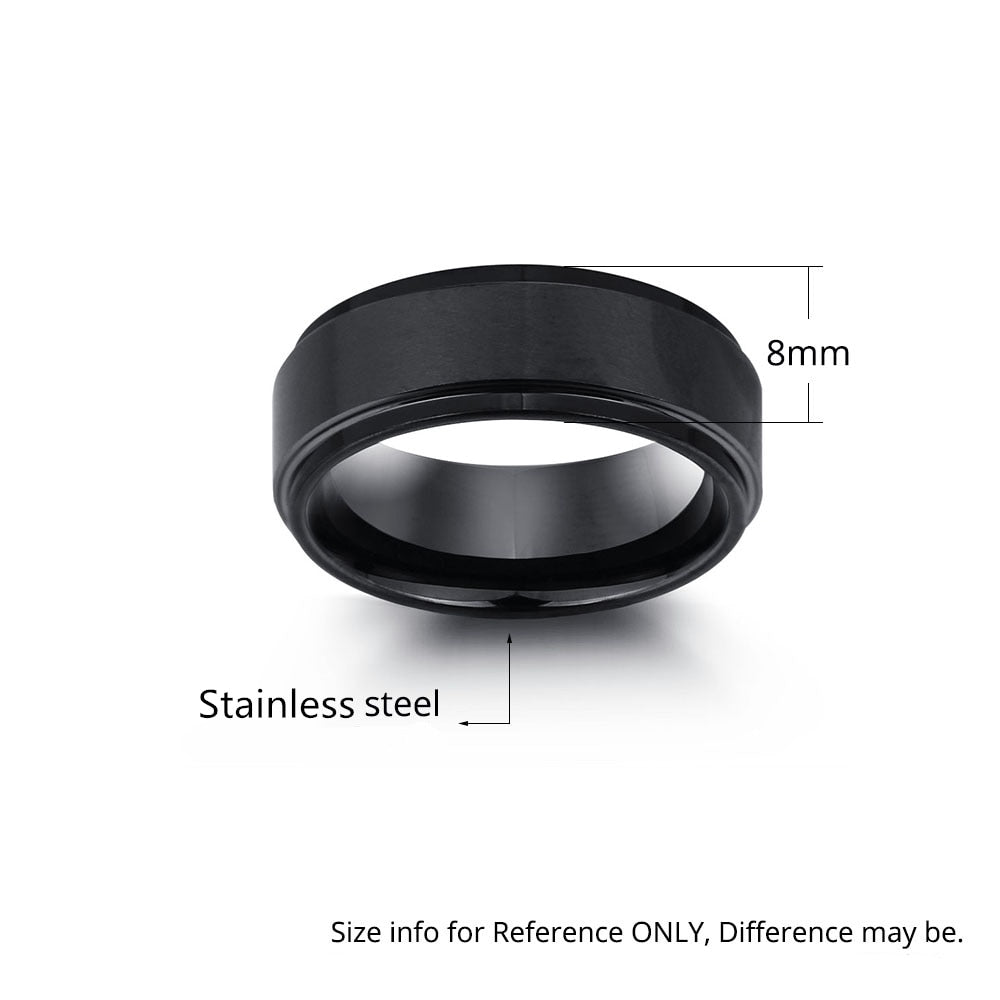 Personalized Engrave Name Rings for Men Black Stainless Steel Ring Fashion Male Jewelry Gift for Husbands