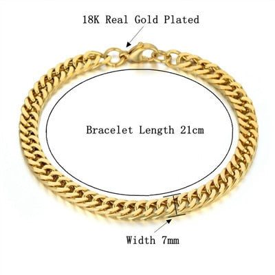 Mens Bracelet Stainless Steel Male Bracelet Wholesale Braslet Silver Color braclet Chunky Cuban Link Gold Bracelet For Man