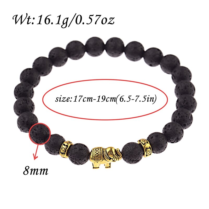 Classic Women's Natural Stone Charm Bracelet Meditation Gold Color Elephant Beads Bracelets Fashion Men Jewelry AB276