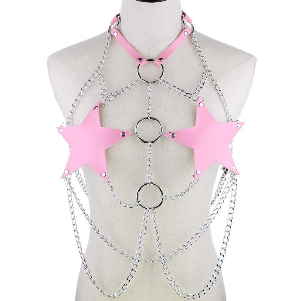 Star harness body bra goth punk rock emo metal women body jewelry summer accessories festival fashion rave outfit