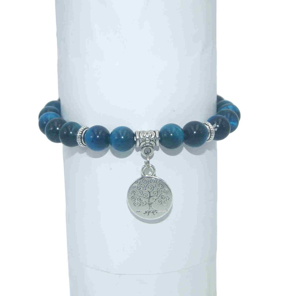 8 MM Natural Stone Tree Life Beads Lapis lazuli Tiger Eye Agates Mala Beads Bracelets Bangles For Women Men Yoga Bracelet Femme