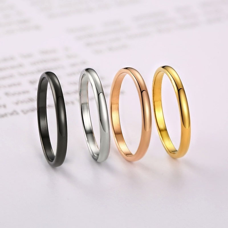Vnox 2mm Thin Rings For Women Girl Solid Stainless Steel Minimalist Ring Set Elegant Party Tail Ring Extra