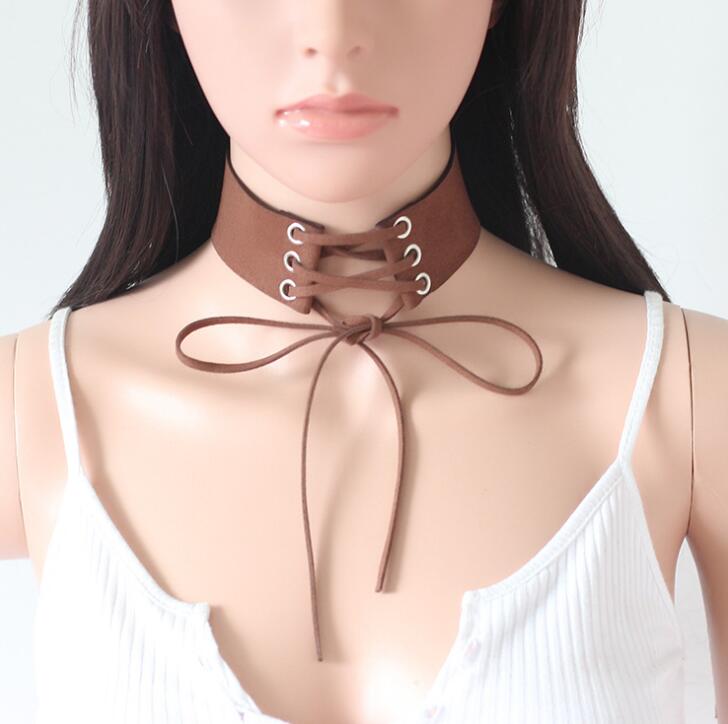 XIYANIKE New Wide Black Velvet Choker Necklace Belt Chokers Necklaces Tied Pink Chocker collares collier ras du cou N672