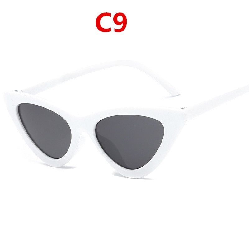 fashion sunglasses woman brand Designer vintage retro triangular cat eye glasses oculos De Sol Transparent ocean uv400