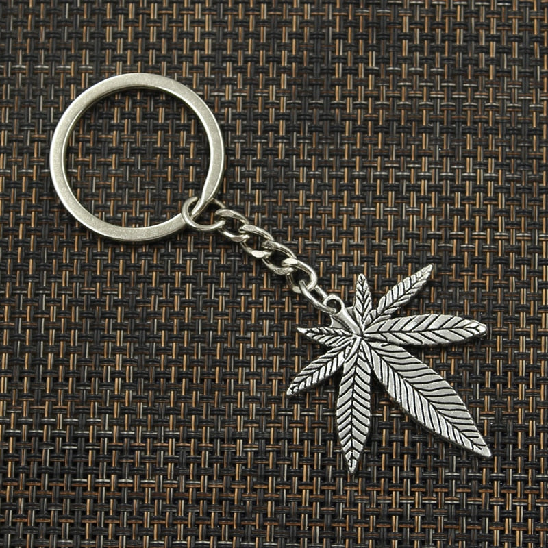 Fashion Key Ring Metal Key Key Jewelry Antique Gold Color Bronze Silver Color Plated Maple Leaves 39x34mm Pendant