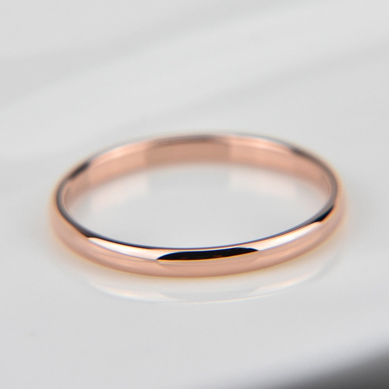 Letdiffery Smooth Stainless Steel Couple Rings Gold Simple 4MM Women Men Lovers Wedding Jewelry Engagement Gifts