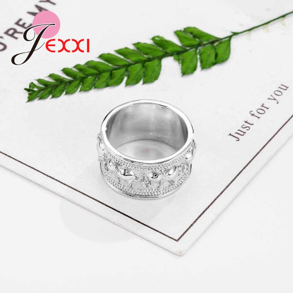 New Punk Trendy 925 Silver Ring For Lover Vintage Engagement Elephant Shape Steel Ring for Men &amp; Women lord Wedding