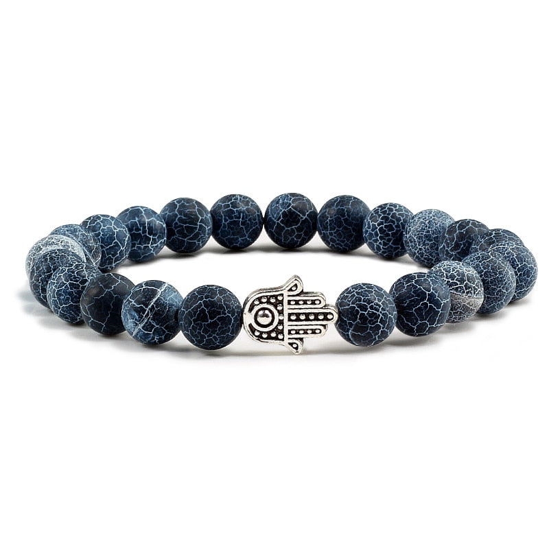 Charms Men Black Lava Matte Beads Natural Volcanic Stone Bracelets Bangles Women Yoga Prayer Jewelry Gift Cute Hand Bracelet