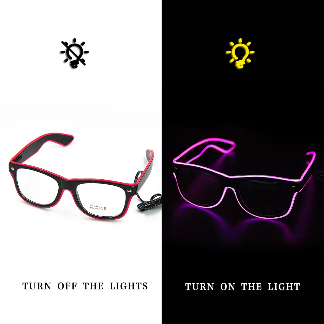Led Glasses Neon Party Flashing Glasses EL Wire Glowing Gafas Luminous Bril Novelty Gift Glow Sunglasses Bright Light Supplies