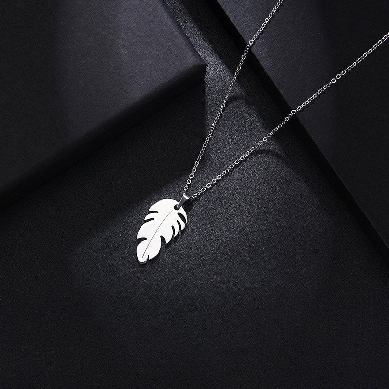 CACANA Stainless Steel Sets For Women Feather Shape Necklace Bracelet Earring Jewelry Lover Engagement Jewelry
