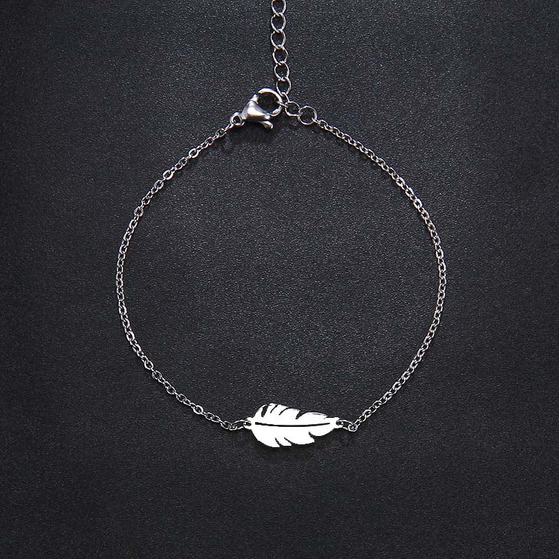 CACANA Stainless Steel Sets For Women Feather Shape Necklace Bracelet Earring Jewelry Lover Engagement Jewelry