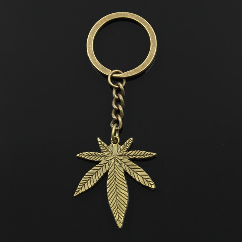 Fashion Key Ring Metal Key Key Jewelry Antique Gold Color Bronze Silver Color Plated Maple Leaves 39x34mm Pendant