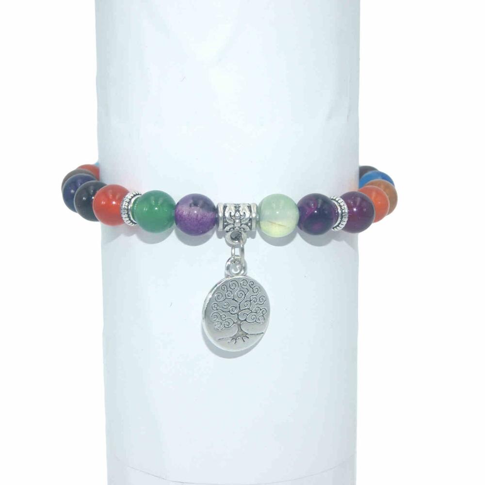 8 MM Natural Stone Tree Life Beads Lapis lazuli Tiger Eye Agates Mala Beads Bracelets Bangles For Women Men Yoga Bracelet Femme