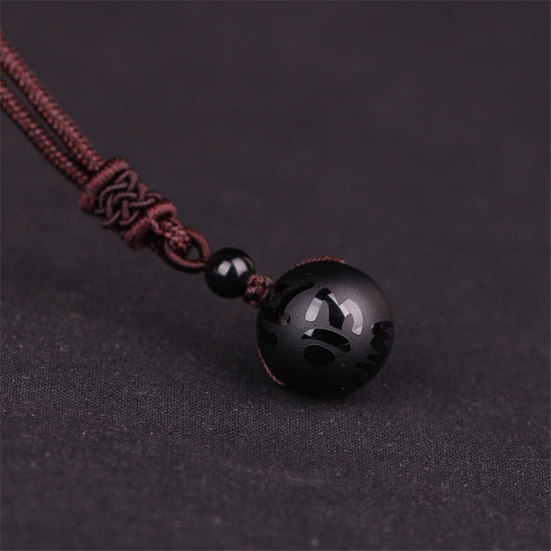 High Quality Lucky Love Jewelry Obsidian Tiger Eye Stone Beads Ball Transfer Pendant Necklace For Women Men