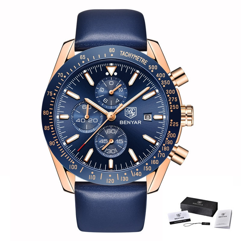 BENYAR Men Watches Brand Luxury Silicone Strap Waterproof Sport Quartz Chronograph Military Watch Men Clock Relogio Masculino