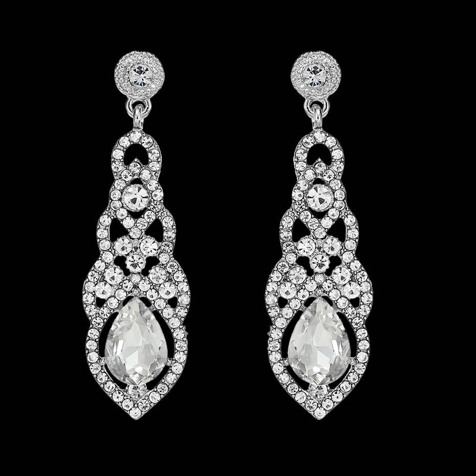 Miallo Fashion Austrian Crystal Alloy Bridal Long Earrings for Women Wedding Big Earrings for Bride Bridesmaids