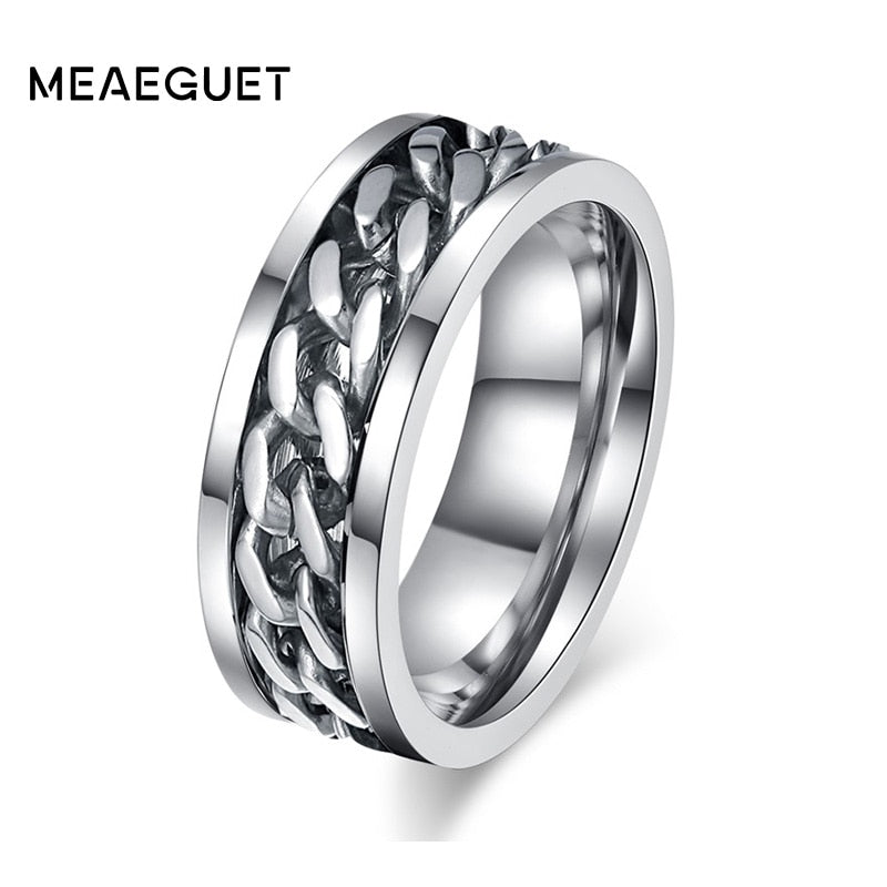 Rotatable Men Rings Stainless Steel Spinner Reliever Stress Jewelry Black Gold Silver Color