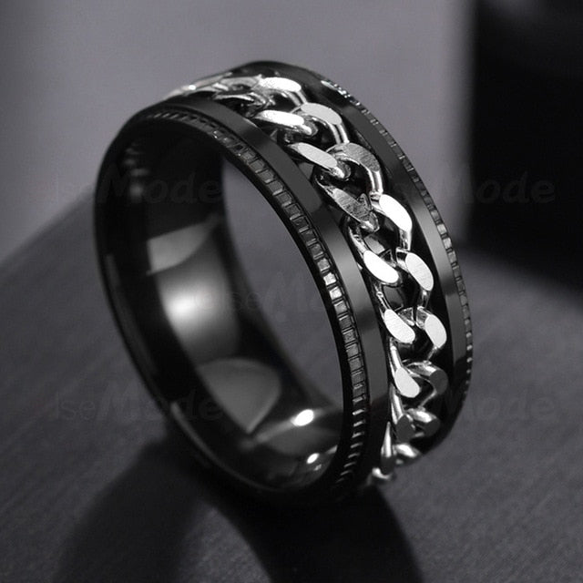 Letdiffery Cool Stainless Steel Rotatable Men Ring High Quality Spinner Punk Women Jewelry for Party Gift