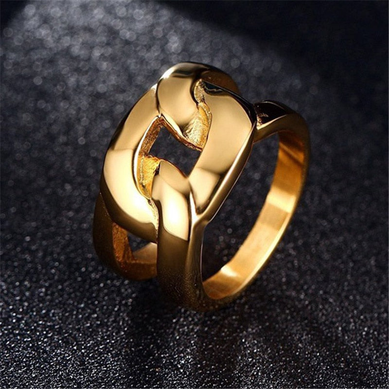 ZORCVENS New Gold Color Large Wedding Engagement Ring Stainless Steel Club Party Rings For Women Jewelry