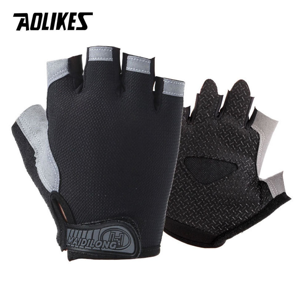 AOLIKES Cycling Gloves MTB Road Riding Gloves Anti-slip Camping Hiking Gloves Gym Fitness Sports Bike Bicycle Glove Half Finger
