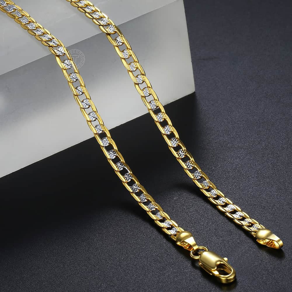 Trendsmax Gold Color Necklace For Men Women Cuban Link Male Necklace Fashion Men&#39;s Jewelry Wholesale Gifts 4mm GN64