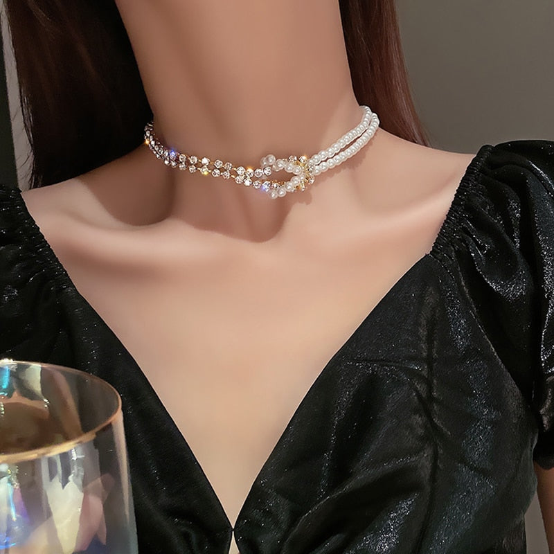 Elegant Big White Imitation Pearl Choker Necklace  Clavicle Fashion Necklace For Women Wedding Jewelry Collar