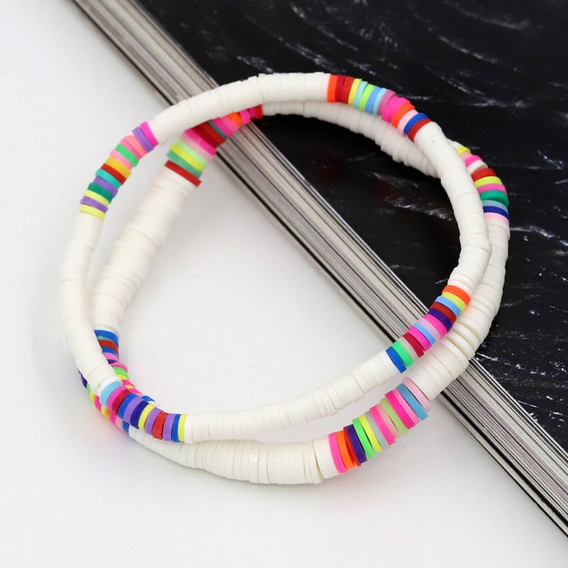 Women Bracelets Fashion Combination Color Polymer Clay Wrist Jewelry Boho Bracelet Gift for Best Friend Couple Bracelet