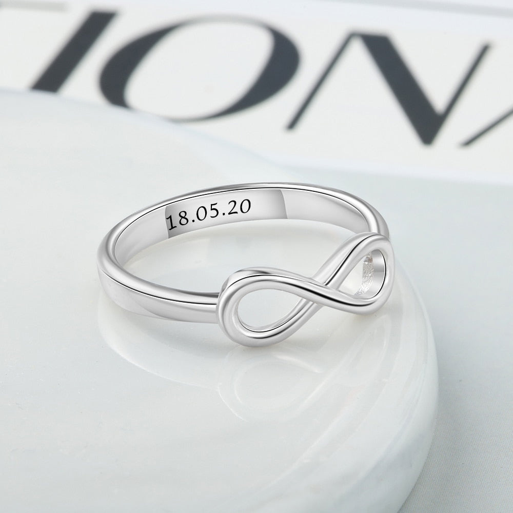 Personalized Infinity Ring Silver Color Custom Name Wedding Gift Love Forever Ring for Women Fashion Jewelry