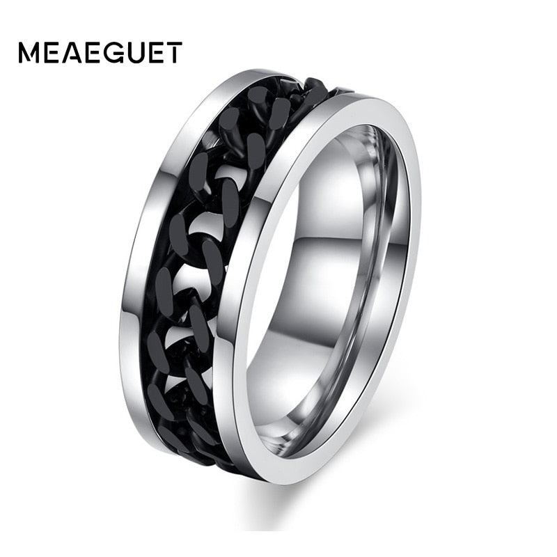 Rotatable Men Rings Stainless Steel Spinner Reliever Stress Jewelry Black Gold Silver Color