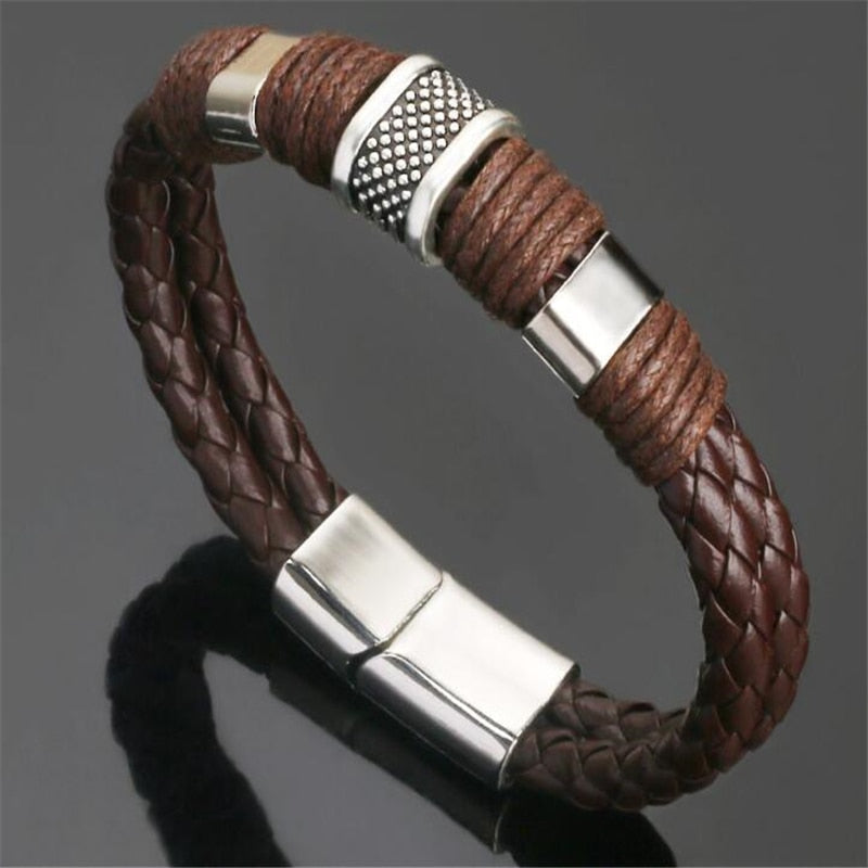 ZOSHI Trendy Genuine Leather Bracelets Mens Multilayer Braided Rope Bracelets Male Female Bracelets Retro Jewelry