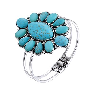 Banny Pink Stone Beads Statement Charms Bangle Bracelet For Women Vintage Spring Metal Handcraft Bracelet Bangle Pulseras