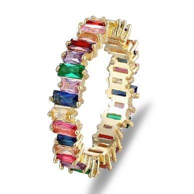 Nidin Top Quality Colorful Rainbow Ring For Women Girls Fashion Engagement Wedding Band Charm Party Jewelry 10 Styles Choice