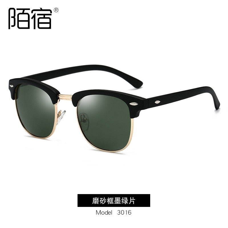 Polarized Sunglasses Men Women R3016B Brand Design Eye Sun Glasses Women Semi Rimless Classic Men Sunglasses Oculos De Sol UV400