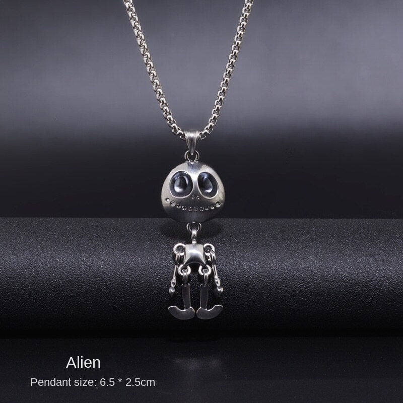 Fashion Simple Alien Imp Skull Necklaces For Men and Women Hip Hop Pendant Sweater Holiday Gift Gothic Jewelry Accessories