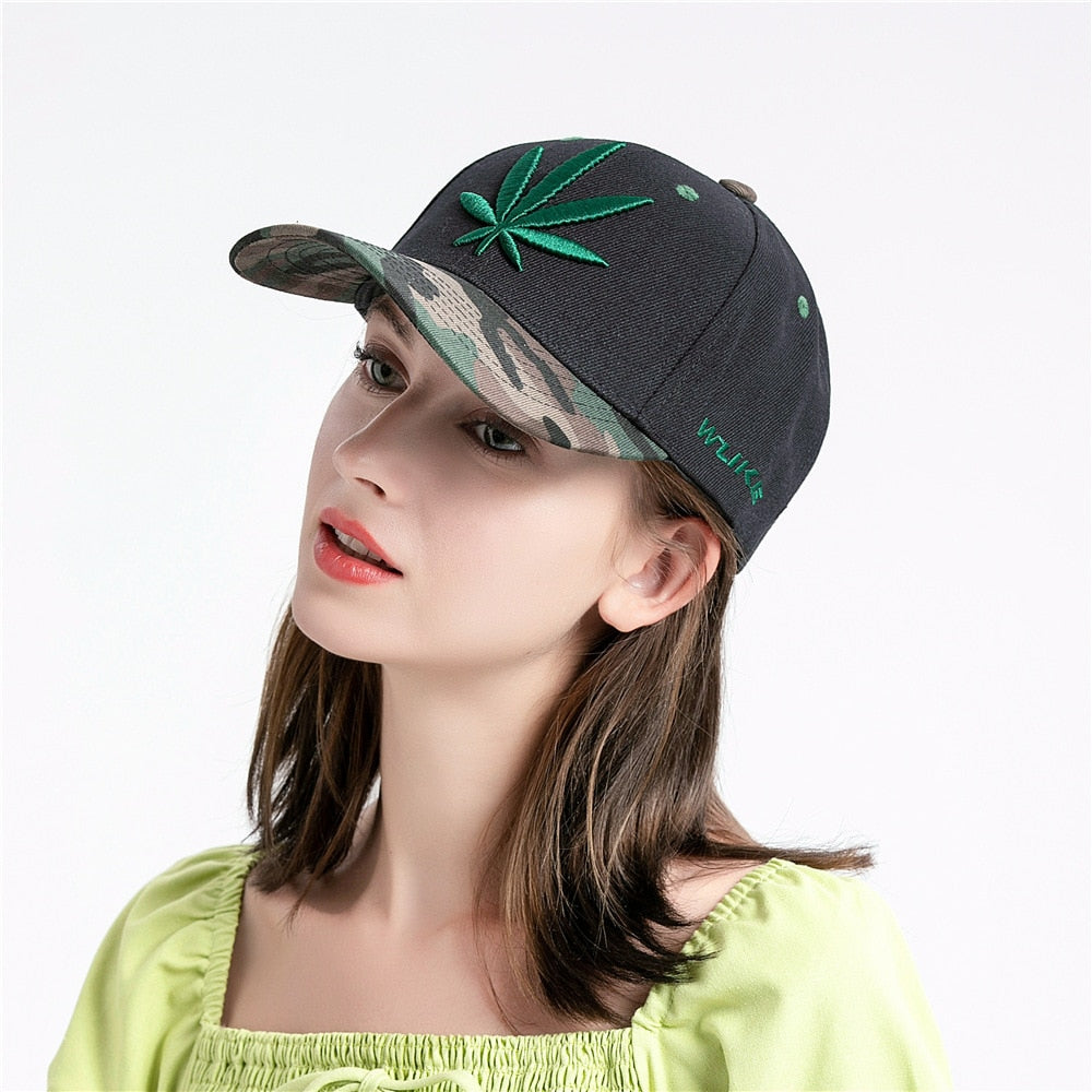 TOHUIYAN Leaf Embroidered Baseball Caps Women Gorras Para Mujer Snapback Hat Autumn Hip Hop Cap Casquette Homme Dad Hats for Men