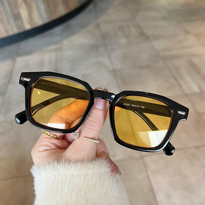 OIMG New Unisex Rectangle Vintage Sunglasses  Fashion Design Retro Sun Glasses Female Lady Eyeglass Cat Eye Casual Goggles