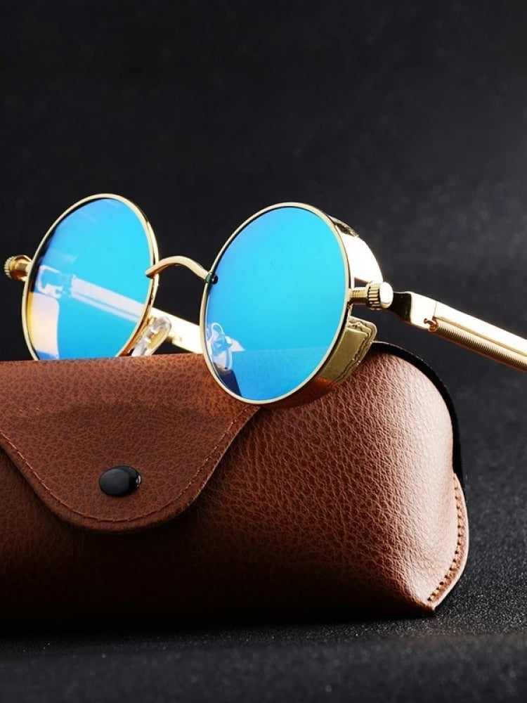 Metal Steampunk Sunglasses Men Women Fashion Round Glasses Brand Designer Vintage Sun Glasses High Quality Oculos de sol
