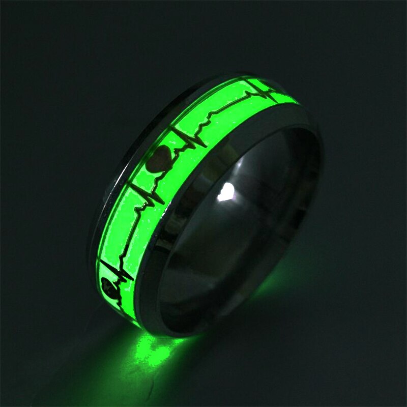 Fashion Luminous Dragon Ring Love Heart Retro Stainless Steel Fluorescent Rings for Men Plus Couple Rings  Luxury Jewelry Gift