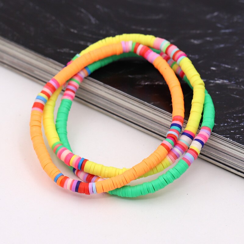 Women Bracelets Fashion Combination Color Polymer Clay Wrist Jewelry Boho Bracelet Gift for Best Friend Couple Bracelet