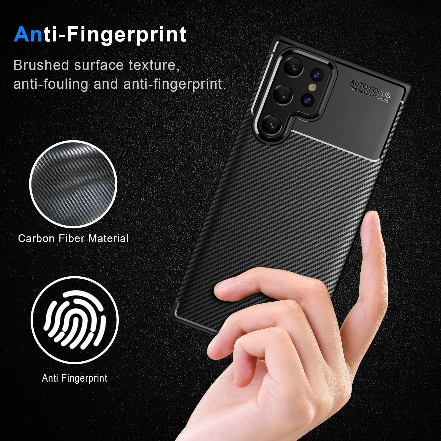 for Samsung Galaxy S22 Ultra Case, [Carbon Fiber Design][Grid Heat Dissipation Lining] Ultra Slim Shockproof Protective Case