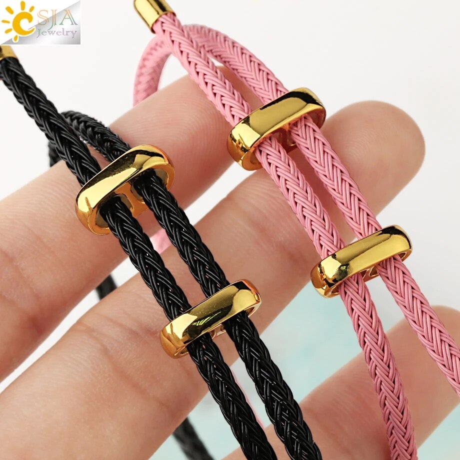 CSJA Red Thread String Bracelets on Hand Lucky Bracelet Femme Braided Rope Stainless Steel Adjustable Jewelry
