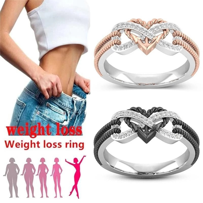 Black Rose Gold Color Heart Rings for Women Weight Loss Ring Magnetic Therapy Ring Yoga Energy Valentine Day Birthday Gift