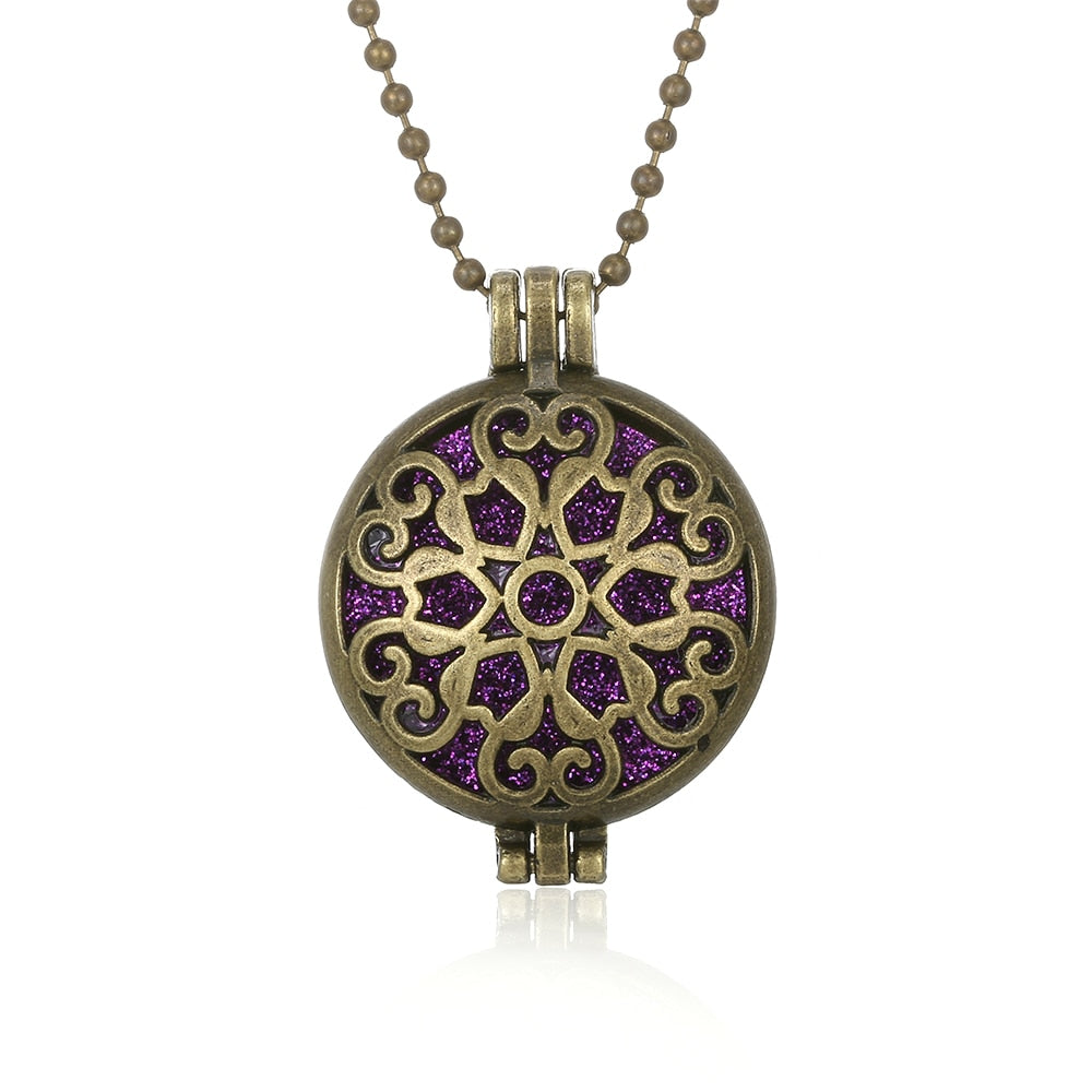 New Aromatherapy Diffuser Necklace Vintage Flower Butterfly Open Locket Aroma Pendant Perfume Essential Oil Diffuser Necklace