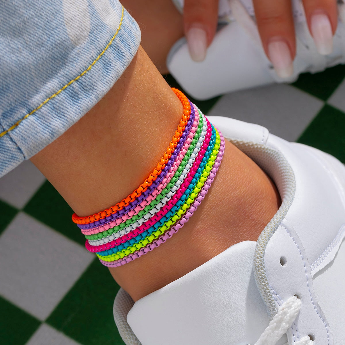 9 Colors Unique Adjustable Iron Anklet Bracelet for Women Summer Beach Thin Ankle Barefoot Y2K Female Foot Jewelry