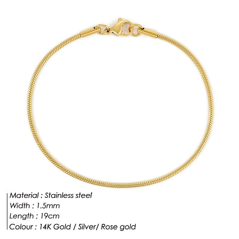 Stainless Steel Snake Bracelet For Women Classic Width 3/4/5MM  Bracelets